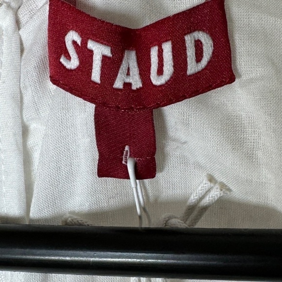 NWT STAUD Beth White Floral Guipure Lace Retro Flare Sleeve Square Neck Dress 4 - Picture 16 of 17